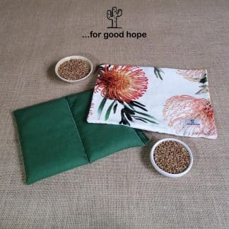 For Good Hope Small Green Microwavable Heat Bag with Deluxe Protea Cover.