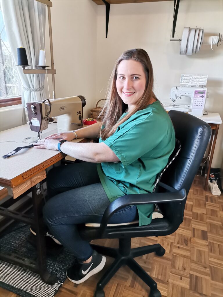 Claudia Menezes, the For Good Hope owner, manufacturing an Assistive Device at an Industrial Sewing Machine